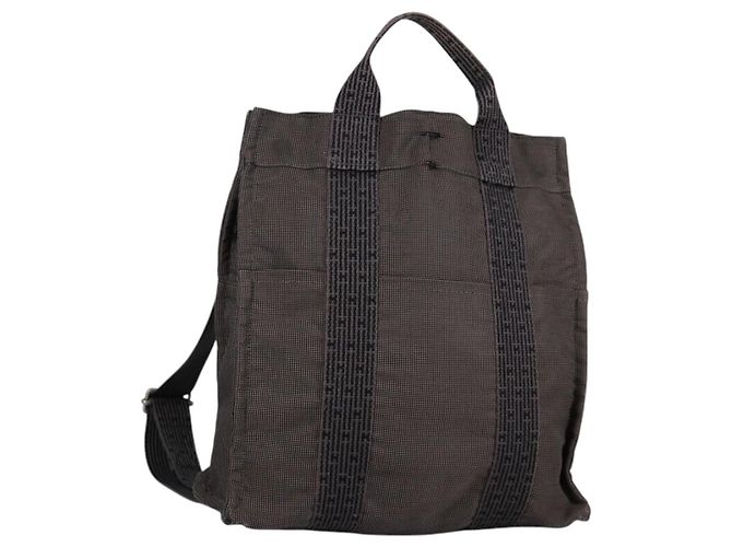 HERMES Her Line A Dos MM Backpack Canvas Gray Silver Auth ka579 Hermès HERMES Her Line A Dos MM Backpack Canvas Gray Silver  main image 3