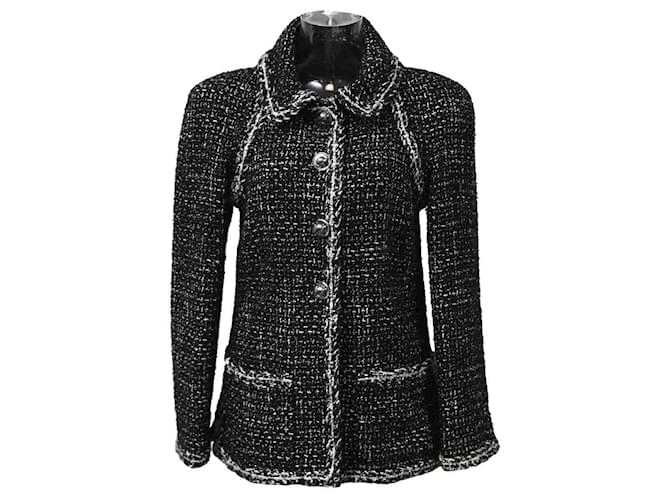 Chanel 17A Space Station Black White Ecru Metallic Fantasy Tweed