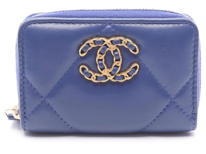 Chanel 19 Zip Coin Purse Blue Leather ref.JC2496156 (Sold) - Joli