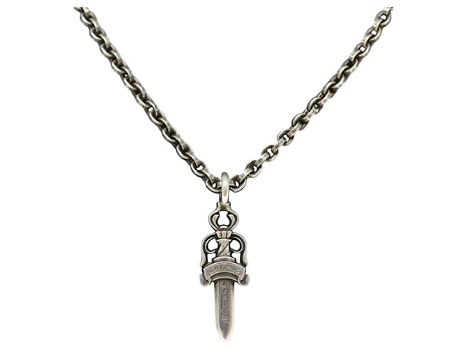 Chrome Hearts Double Dagger Paper Chain Necklace Ag925 Silver Auth