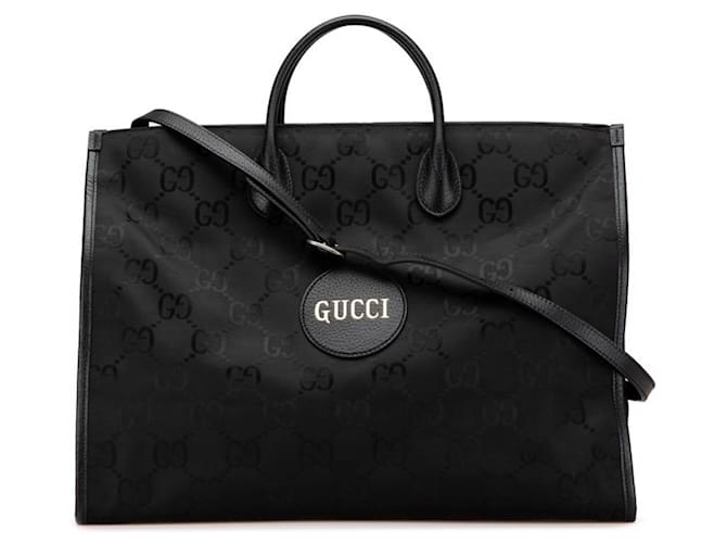 Gucci GG Nylon Off the Grid Tote Bag/Shoulder Bag Black Leather