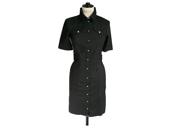 PATRIZIA PEPE Black Fitted Cotton Dress with Snap Buttons Size 40 IT  ref.2499331 - Joli Closet