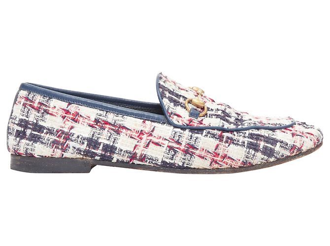 Gucci red tweed horsebit loafers Multiple colors Wool ref  display picture 1