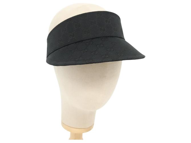 GUCCI GG Canvas Web Sherry Line Sun Visor S Black Red Green  display picture 2