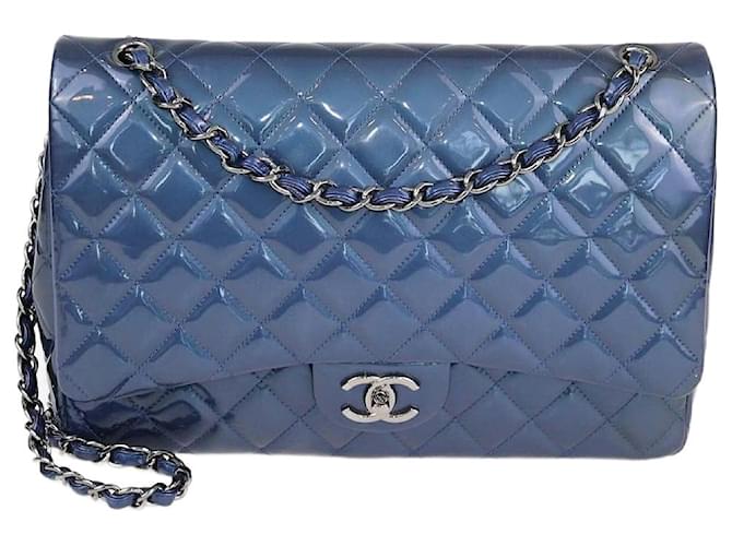 Chanel Maxi Classic Double Flap Tasche aus marineblauem