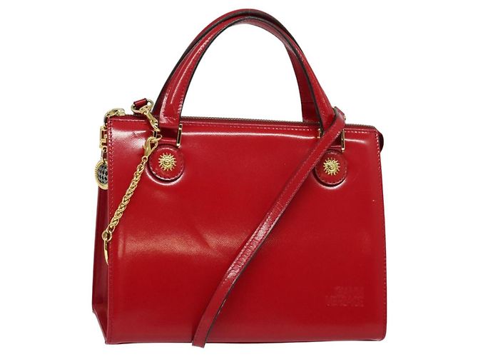 Sac à Main Femme Rétro Chic En Cuir Tressé Rouge - Marque GIANNI NOTARO - Occasion Bon état