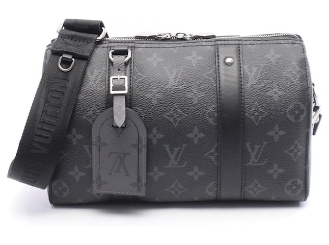 Louis Vuitton City Keepall Shoulder Bag Brown Black Leather Cloth