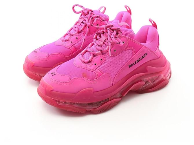 Baskets en tissu Balenciaga Triple S SOLE TRANSPARENT Rose ref