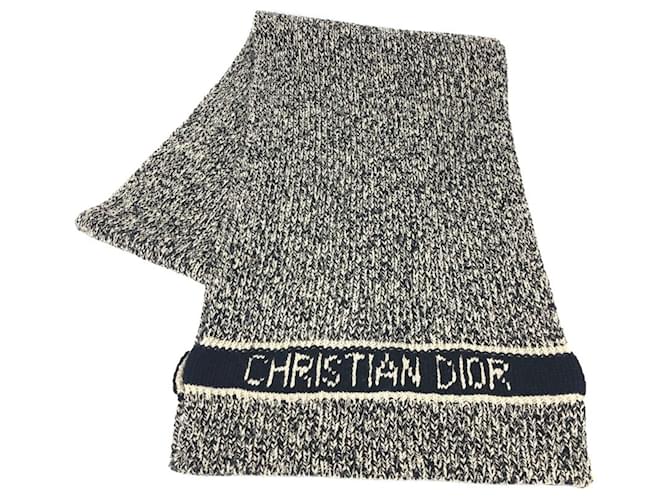 Christian Dior Wool/Cashmere Logo Scarf Black Beige ref.2514503
