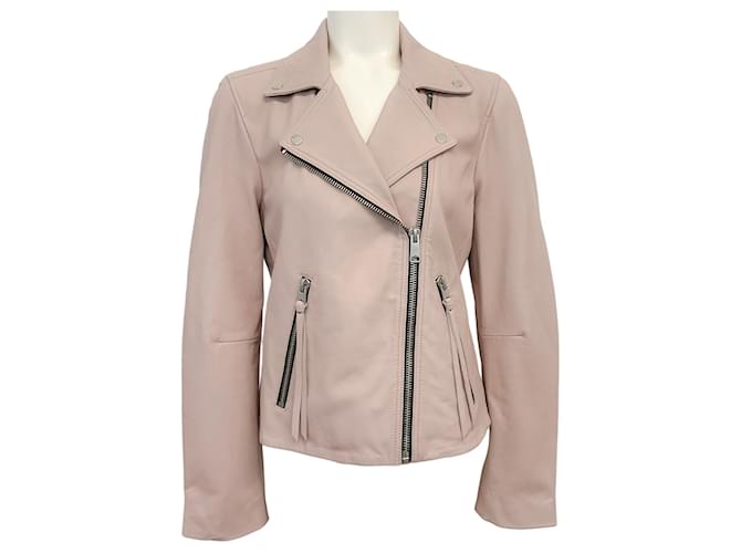 Saints Dalby Biker All Saints Blush Pink Leather Jacket All Saints