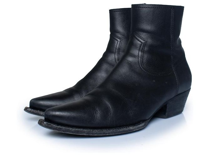 Saint Laurent Lukas Black Leather Zipper Boots Saint Laurent Men main image 3