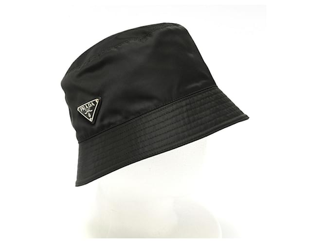 Prada Re-Nylon Triangle Bucket Hat Black Cloth Joli