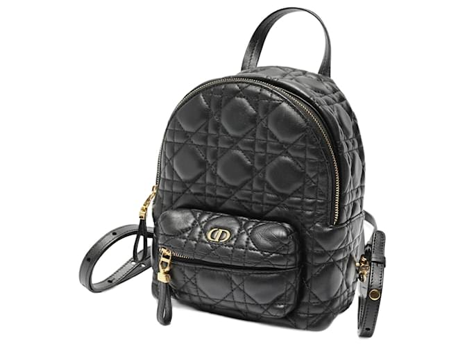 Christian Dior Caro Backpack in Black Lambskin Leather ref