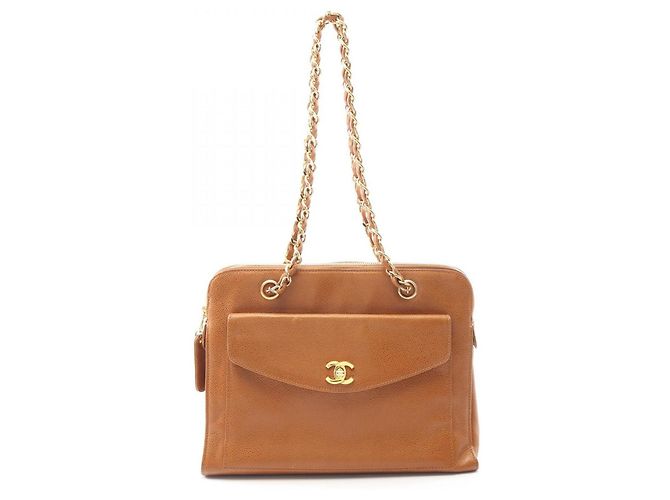 Chanel Coco Mark Tote Bag Brown Leather ref.2530195 - Joli Closet
