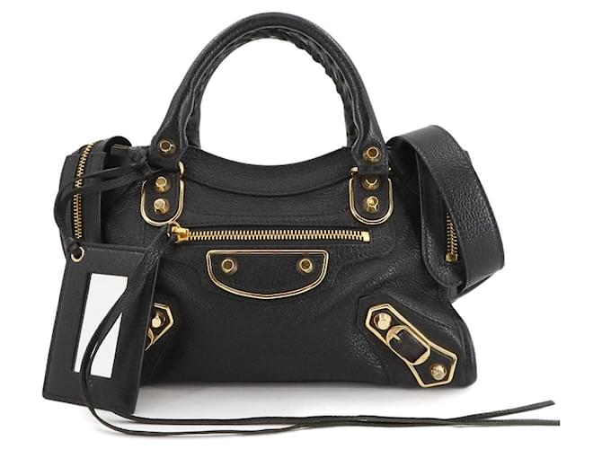 Balenciaga Classic Metallic Edge Mini City Handbag Black Leather - Main Image
