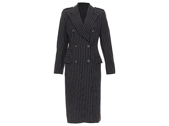 Gucci Tom Ford 1996 Pinstripe Overcoat Black Wool ref.2532432