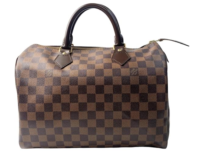 Bolso de mano Speedy 30 Damier para mujer Louis Vuitton Castaño