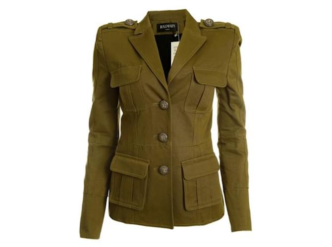 Balmain Military Jacket Khaki Cotton ref.2536835 - Joli Closet