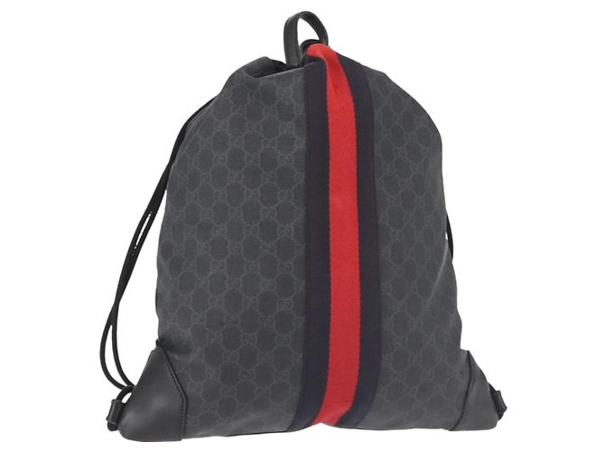 GUCCI GG Supreme Sherry Line Backpack PVC Black Auth BA5738 GUCCI GG Supreme Sherry Line Backpack PVC Black Auth BA5738  main image 3