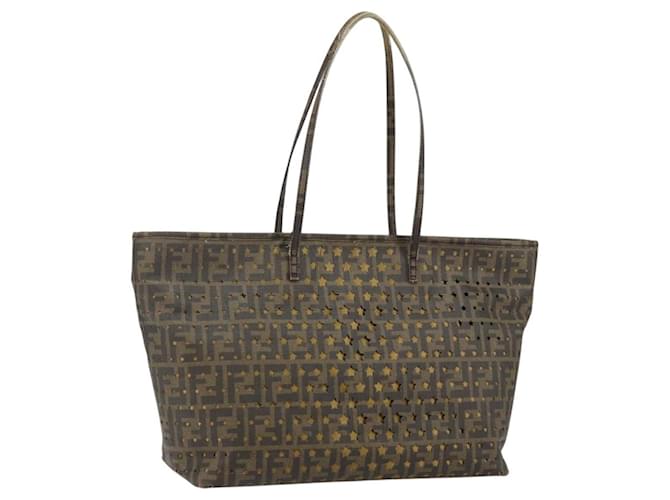 Borsa tote in tela Zucca FENDI nera e marrone Auth 141774 Nero ref