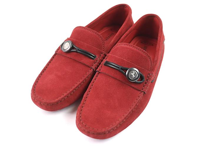 Tod's Tods Ferrari Driving Shoes Leather Loafers Red ref.JC2538091