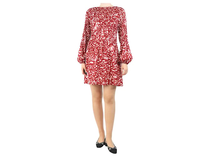 maje red pleated dress Maje Floral-Print Pleated Woven Mini Dress