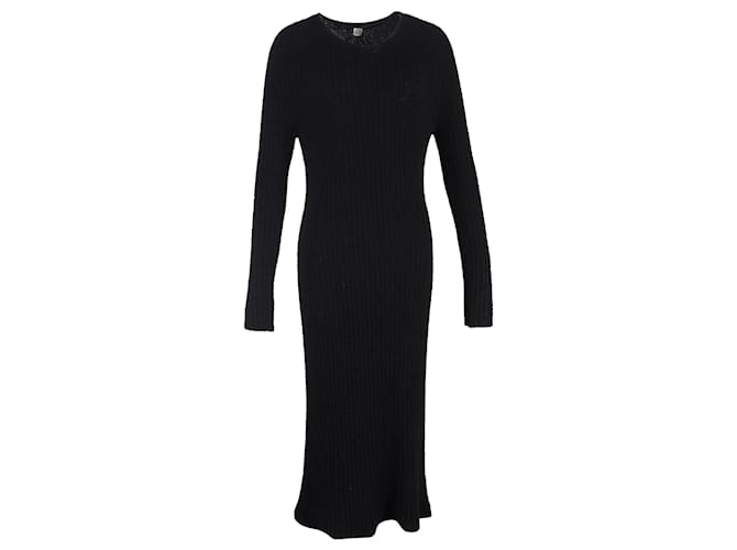 Totme Ribbed-Knit Long Sleeve Maxi Dress in Black Wool ref.2543228 - Joli  Closet