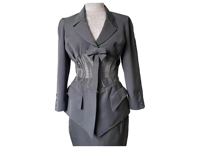 Thierry Mugler Skirt suit Black Polyamide Joli Closet