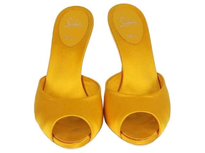 Christian Louboutin Yellow Satin Me Dolly Slide Sandals ref