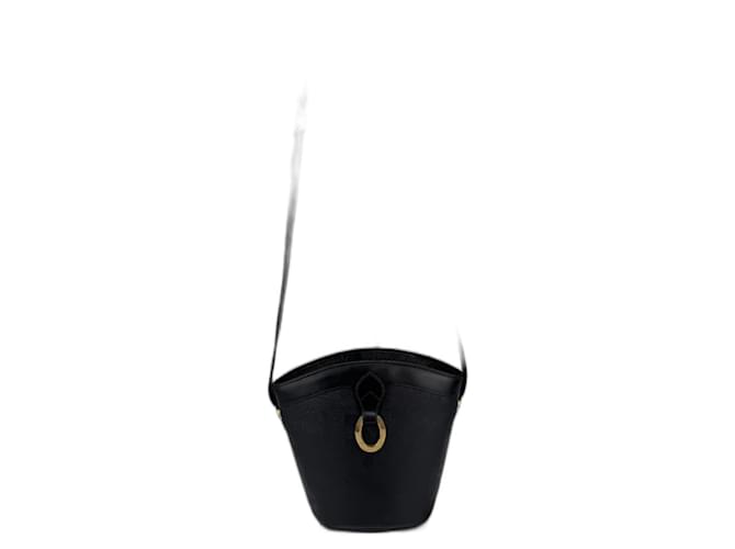 Christian Dior Logo Pattern Bucket Shoulder bag Black Leather ref