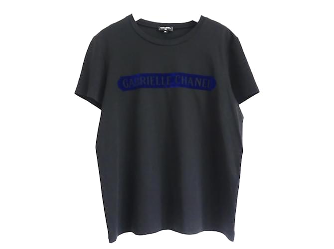 Chanel Gabrielle Flocked Logo T-Shirt Black Cotton ref.2549027