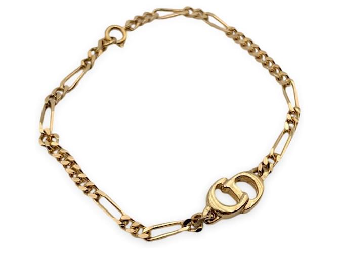 Dior Christian Vintage Gold Metal CD Logo Chain Bracelet Golden