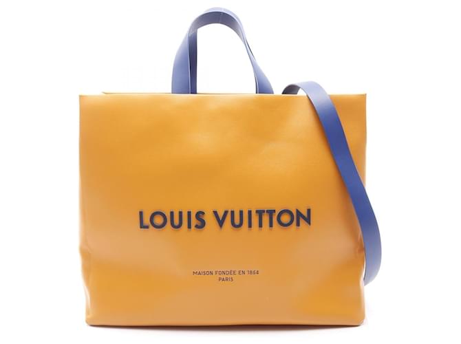 Louis Vuitton Shopper Tote MM Leather Tote Bag Orange ref
