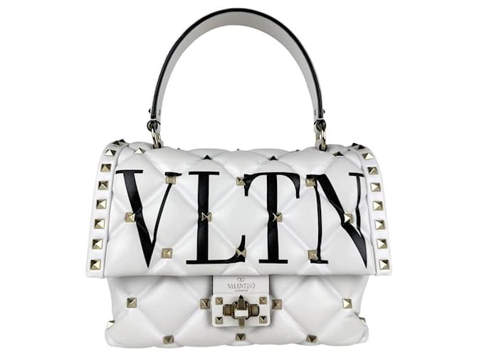 Sac à main en cuir Candy Stud de Valentino Garavani Blanc ref
