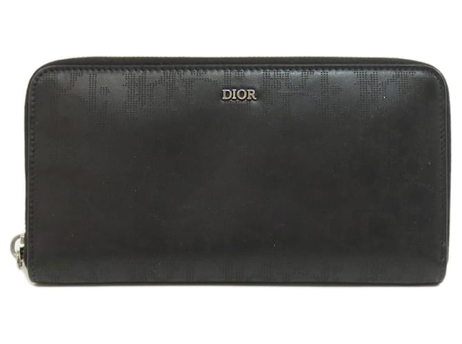 Christian Dior Oblique Galaxy Long Wallet Black Leather ref