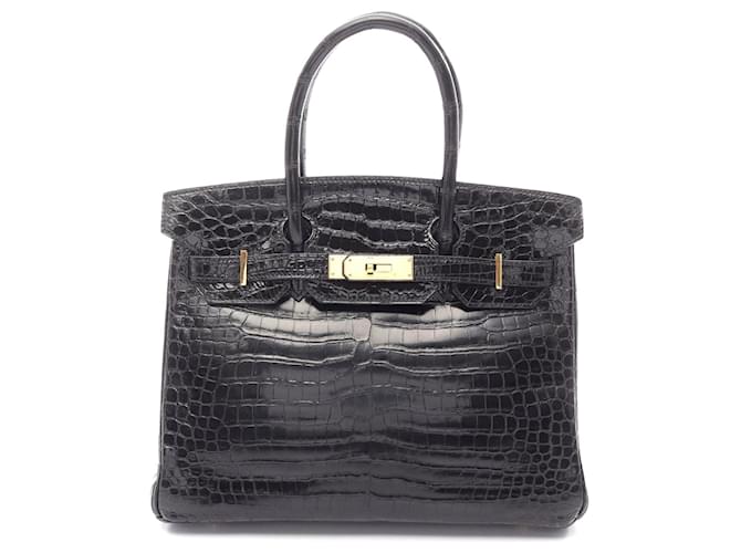 Hermès Hermes Birkin 30 Exotic Leather Handbag Black
