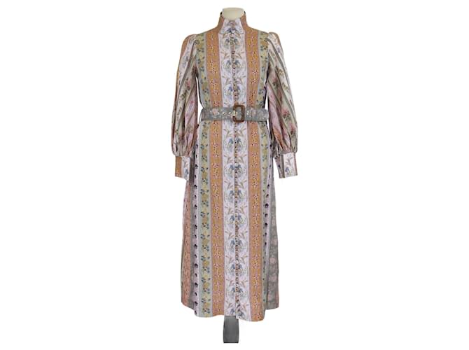 Zimmermann Multicolor Printed Linen Luminosity Belted Long Sleeve Dress Multiple colors ref.2558820 - Joli Closet Zimmermann Multicolor Printed Linen Luminosity Belted Long Sleeve Dress Multiple colors ref.2558820 - Joli Closet