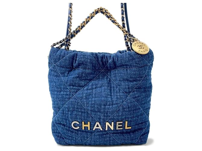 【専用出品】Coco Chanel 22 Mini Coco Mark Denim Handbag Blue ref.JC2563206 (Sold