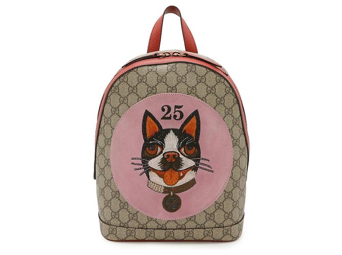 Gucci GG Supreme Bosco Dog Backpack PVC Leather Brown Beige  display picture 1