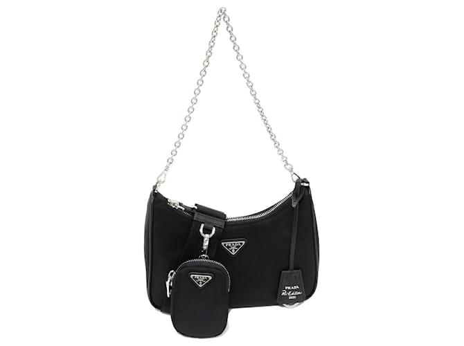 Prada Nylon Chain Shoulder Bag Black ref.2567407 - Joli Closet