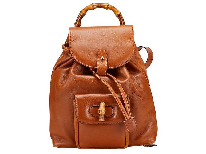 Gucci Bamboo Leather Backpack Brown ref.2574684 - Joli Closet display picture 1
