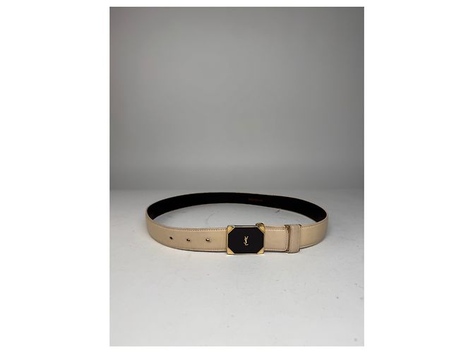 YSL Vintage Cream Belt Yves Saint Laurent wide cream snake skin & leather belt  main image 4