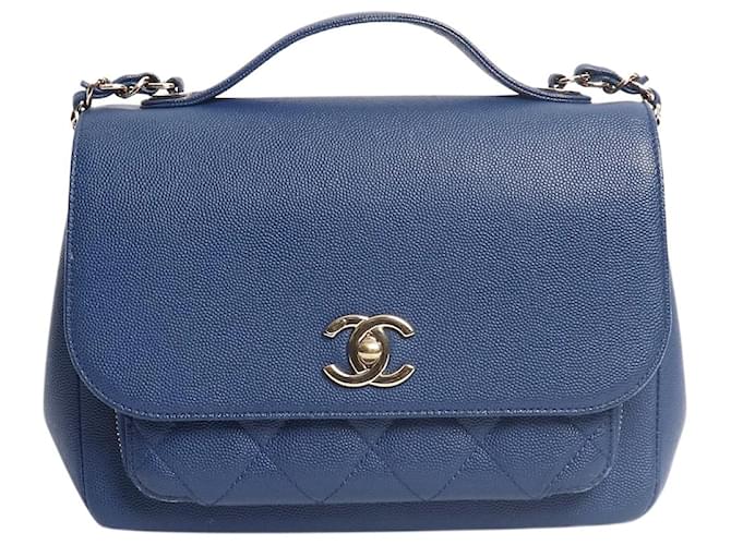 Chanel Navy blue business affinity flap bag Leather ref.JC2576789