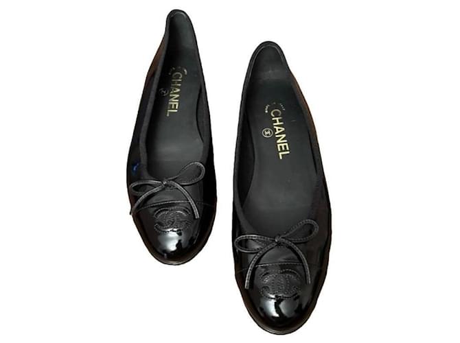 Chanel Ballet Flats 37,5 Black Patent leather ref.JC2578694 (Sold