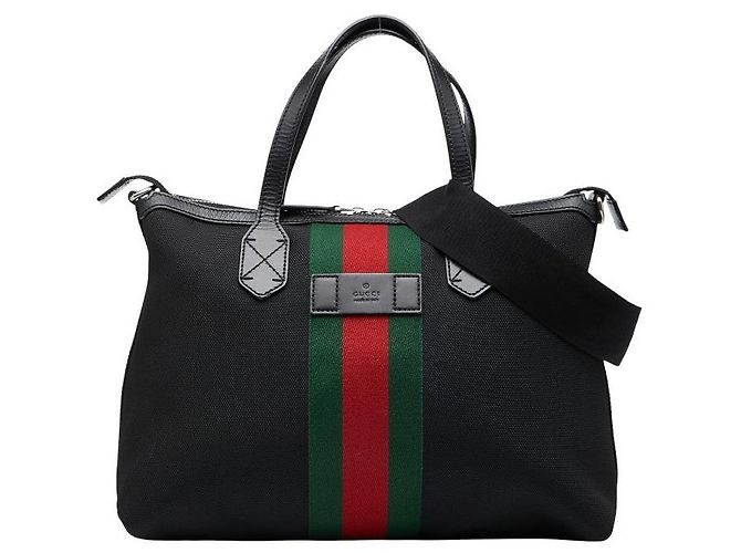Gucci Line Design Gucci Sheline Line Canvas Leather 2way Bag Black Cloth ref.2580861 ...