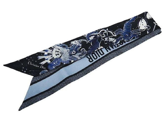 Christian Dior Dior Mitzah Zodiac Fantastico Silk Scarf Blue ref