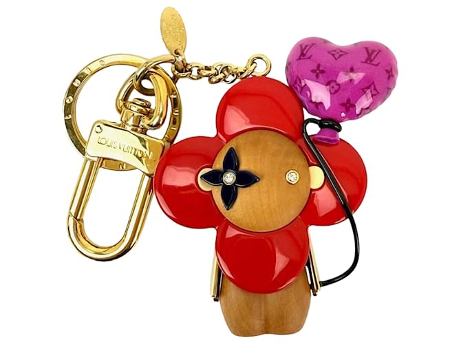 Louis Vuitton Vivienne Valentine Bag Charm Key Holder Red Cloth