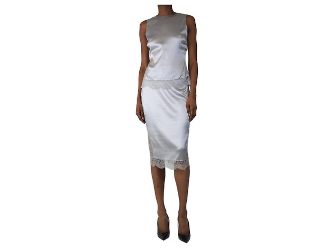 Jupe Et Top En Soie SUSPECT - Made In Italy - Taille XL - Couleur Pointu Coloré - Occasion Bon état