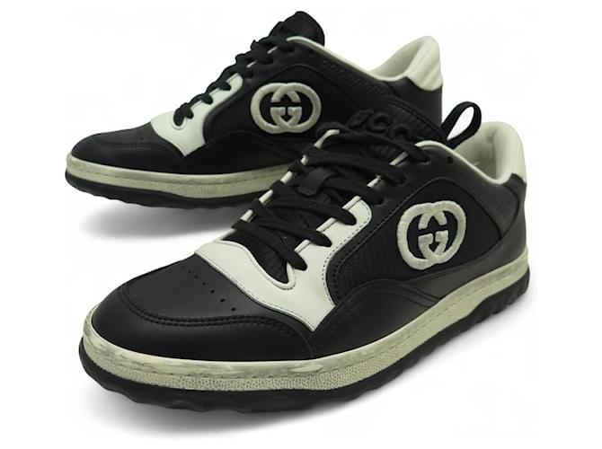 NEW GUCCI MAC80 BLACK WHITE 756815 38 IT 39 FR SNEAKERS Leather