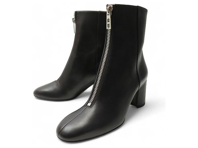 Bottines En Cuir ébène Pazapa - Taille 40 - Dernière Pièce Neuve En Boîte - Bottillon Talon Moyen